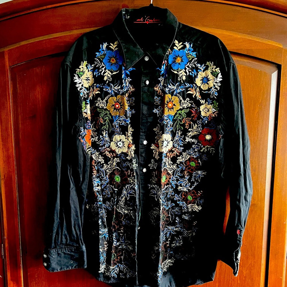 Robert Graham silk embroidered shirt